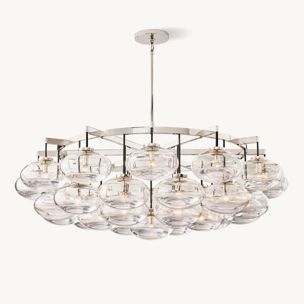 Cabrette Float Glass Round Chandelier 60"