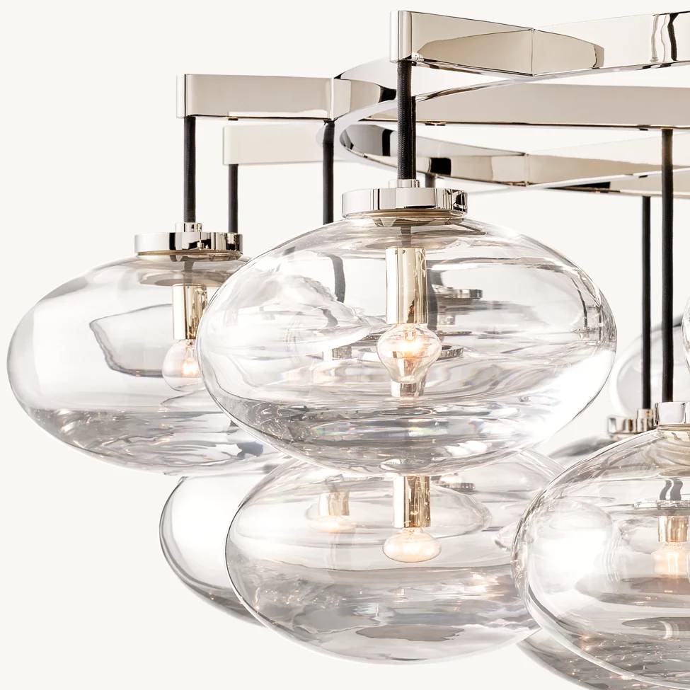 Cabrette Float Glass Round Chandelier 60"