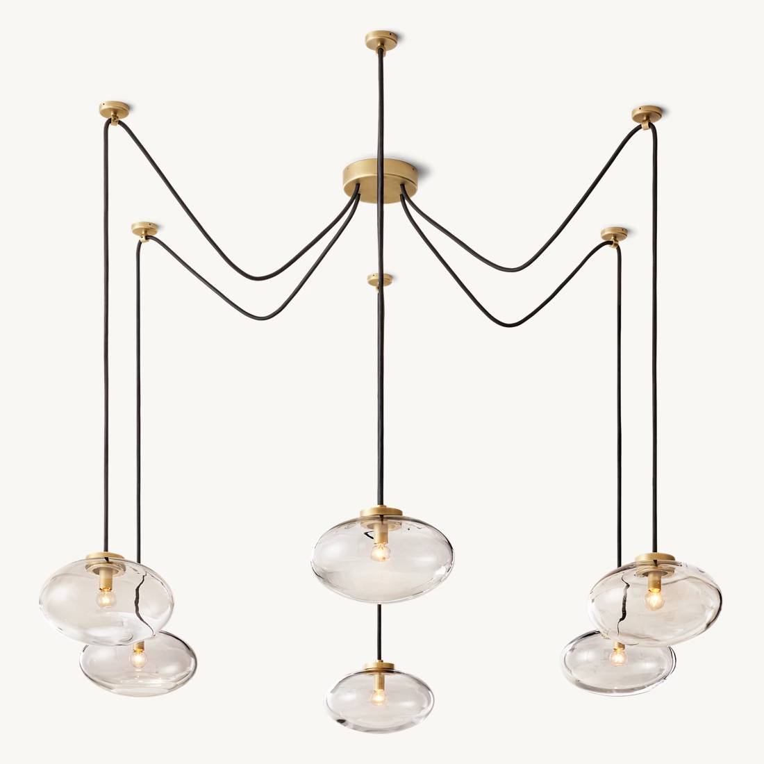 Cabrette Float Glass Suspended Chandelier 84"