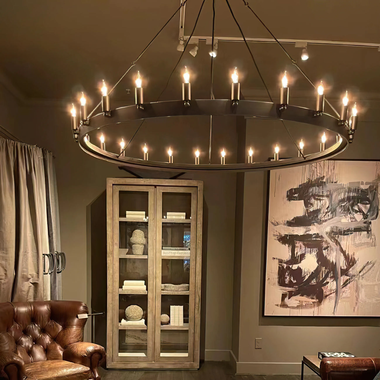 Camino Vintage Industrial Round Chandelier 73"