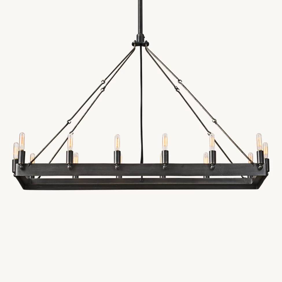 Camino Vintage Industrial Rectangle Chandelier 41"