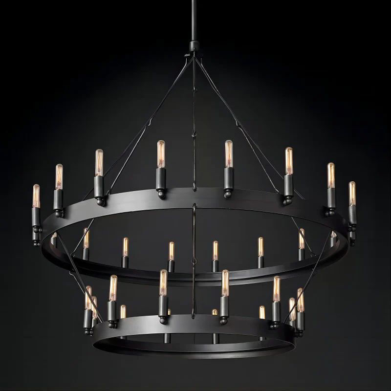 Camino Vintage Industrial Two-Tier Chandelier 38"