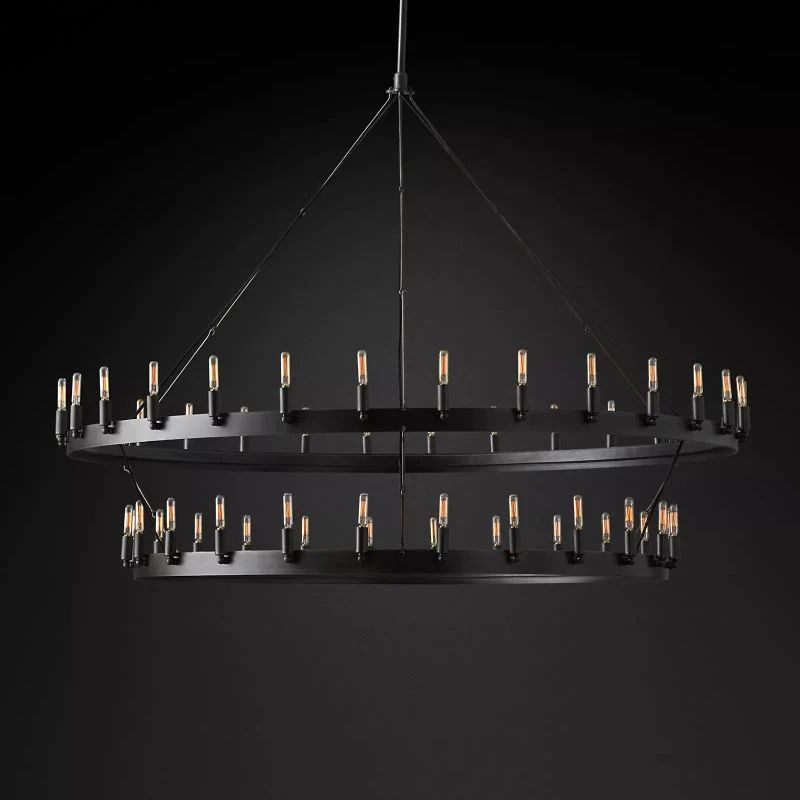 Camino Vintage Industrial Two-Tier Chandelier 63"