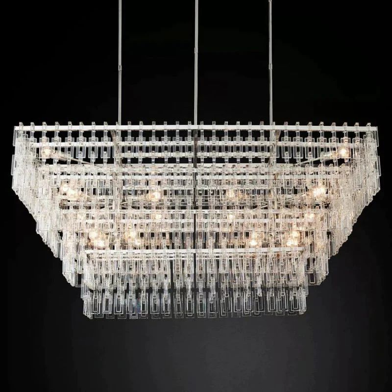 Marignan Modern Crystal Tiered Rectangle Chandelier 72"