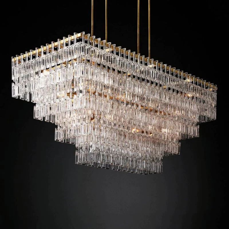 Marignan Modern Crystal Tiered Rectangle Chandelier 72"