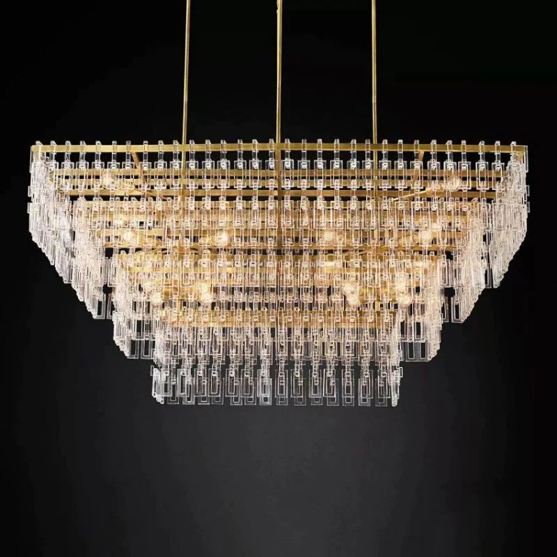 Marignan Modern Crystal Tiered Rectangle Chandelier 72"