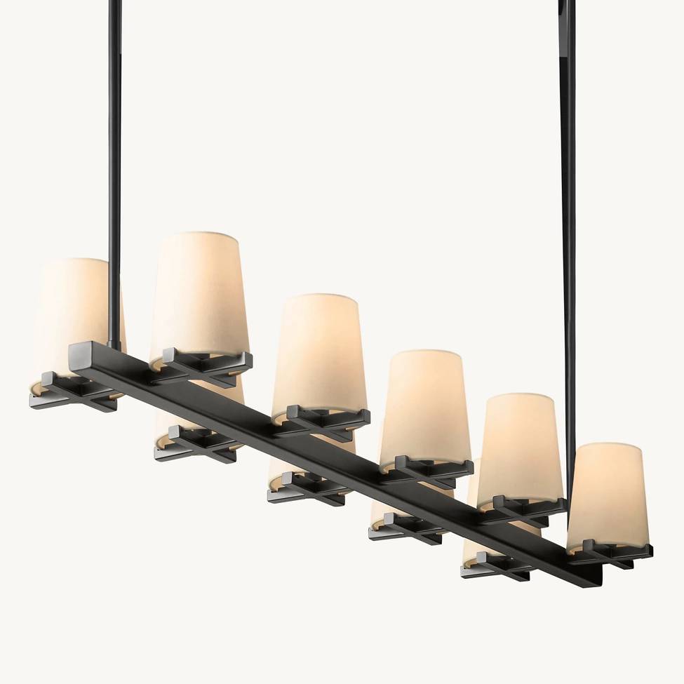 Pauillac Fabric Shade Linear Chandelier 49"