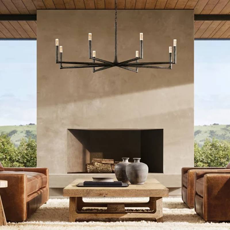 Thaddeus Artisan Forged Round Chandelier 60"