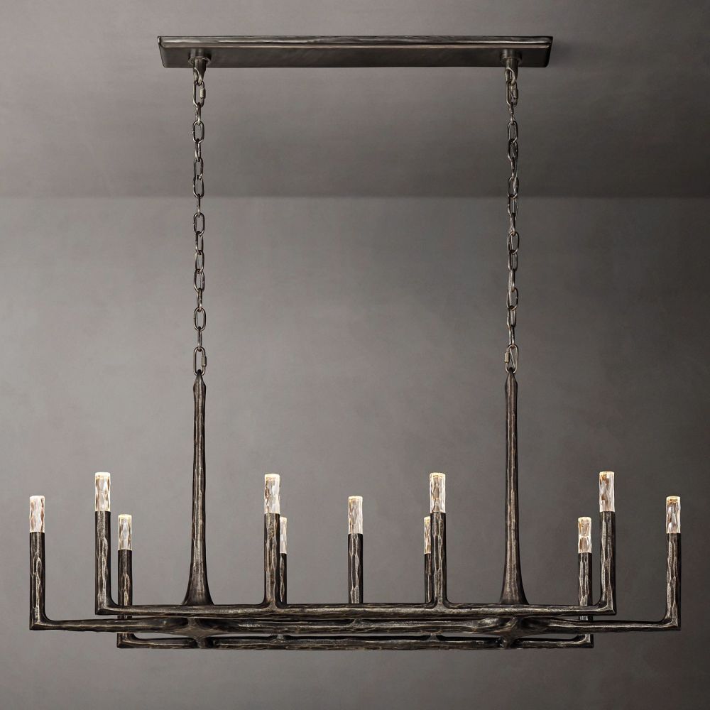 Thaddeus Artisan Forged Linear Chandelier 54"