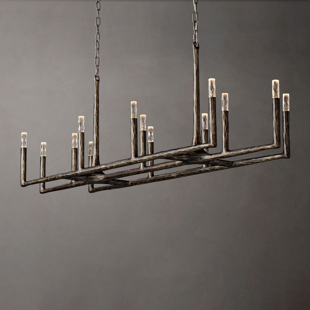 Thaddeus Artisan Forged Linear Chandelier 72"