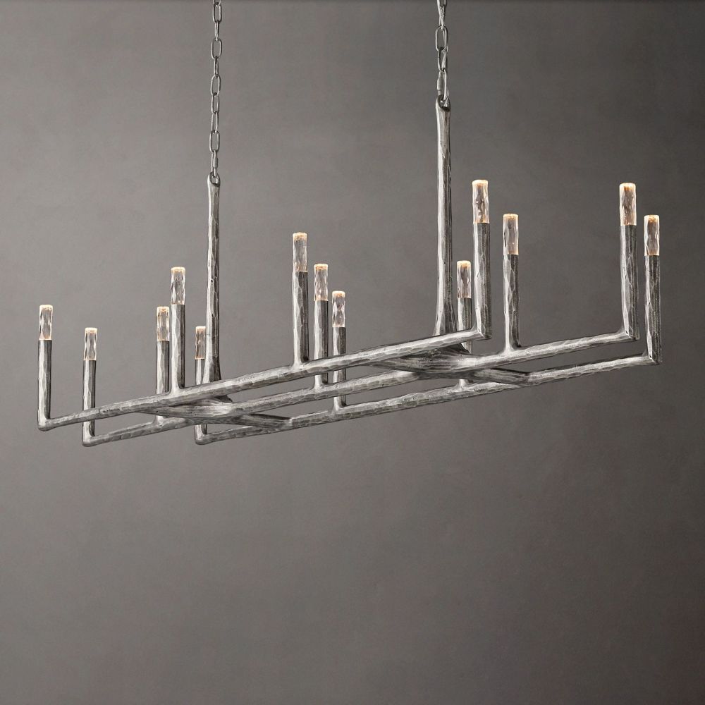 Thaddeus Artisan Forged Linear Chandelier 72"