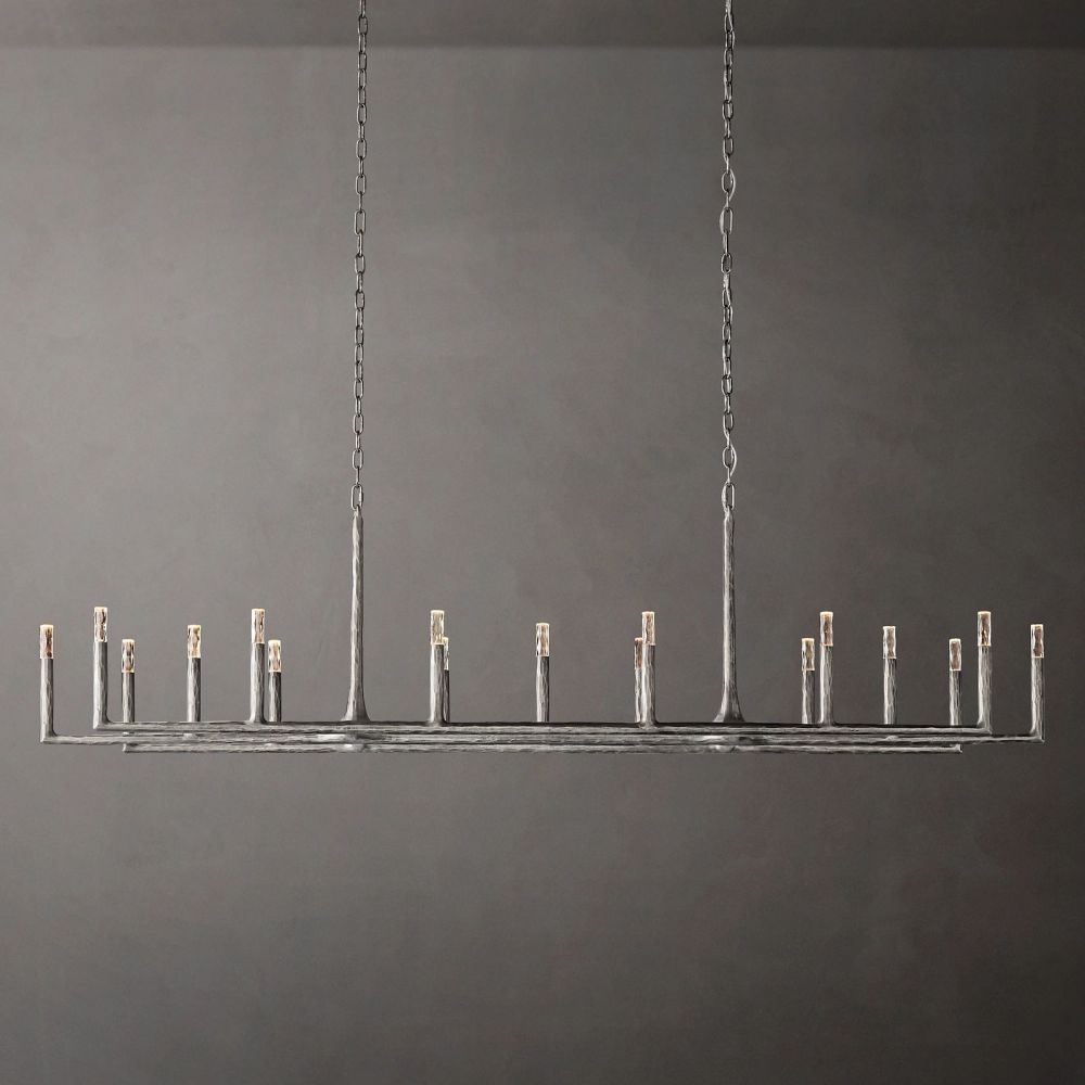 Thaddeus Artisan Forged Linear Chandelier 96"