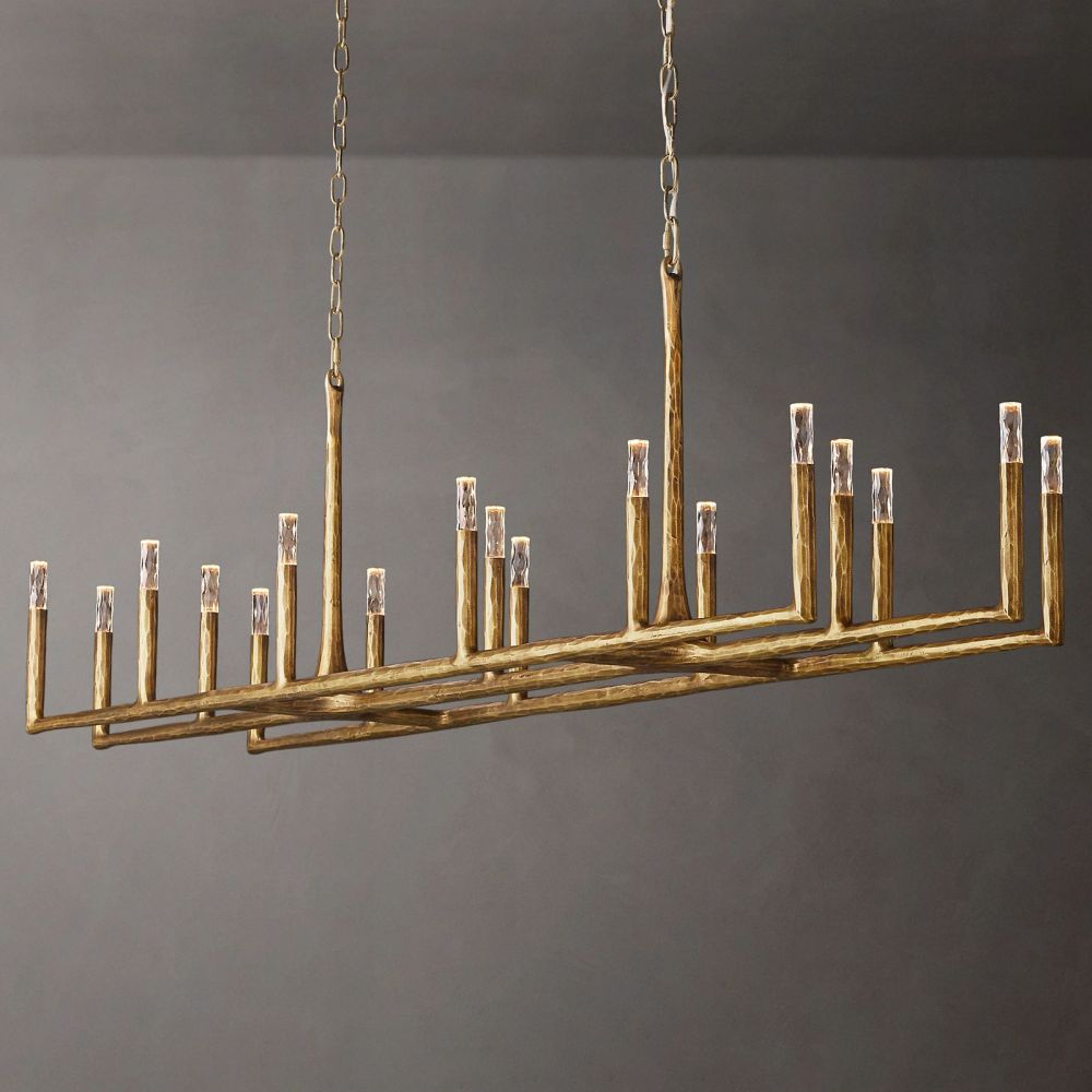 Thaddeus Artisan Forged Linear Chandelier 96"