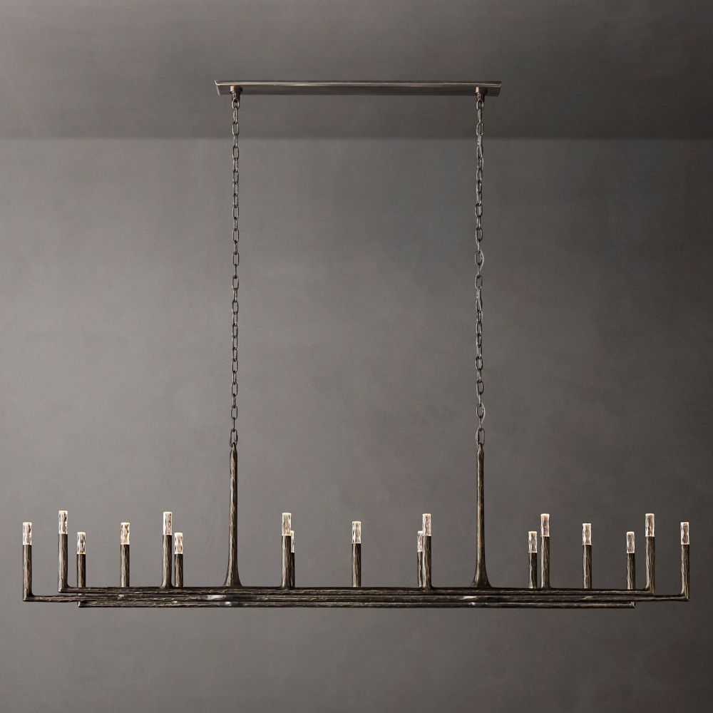 Thaddeus Artisan Forged Linear Chandelier 96"
