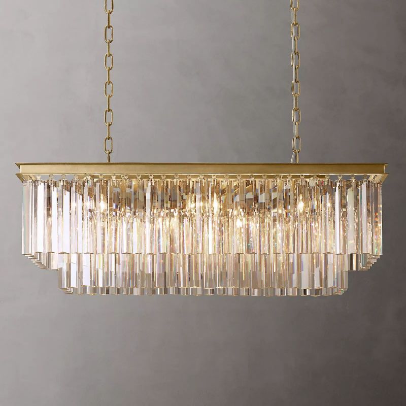 Odeon Deco Prism Rectangular Tiered Chandelier 40"