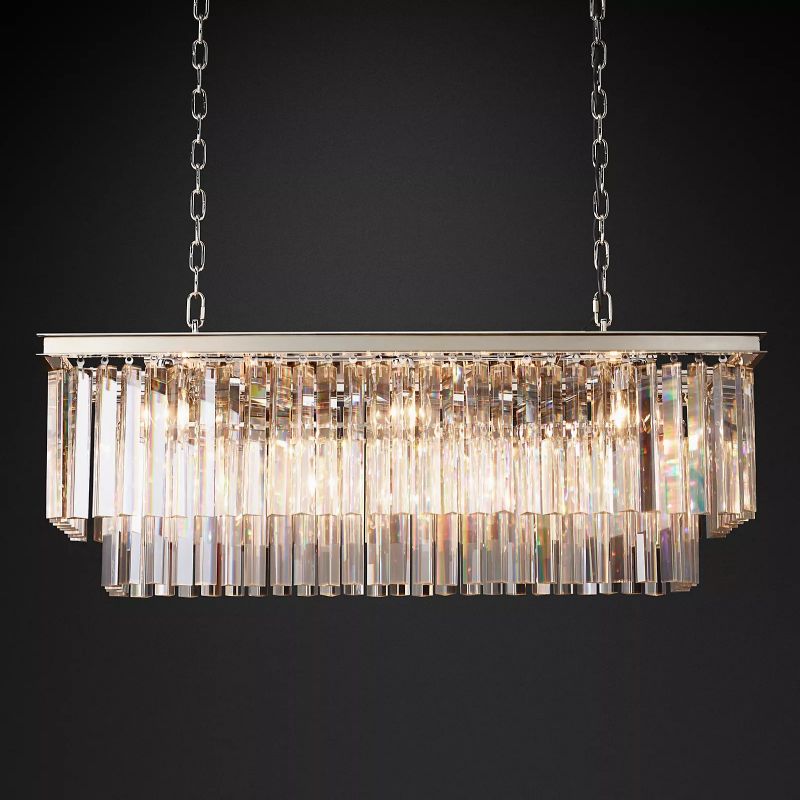 Odeon Deco Prism Rectangular Tiered Chandelier 40"