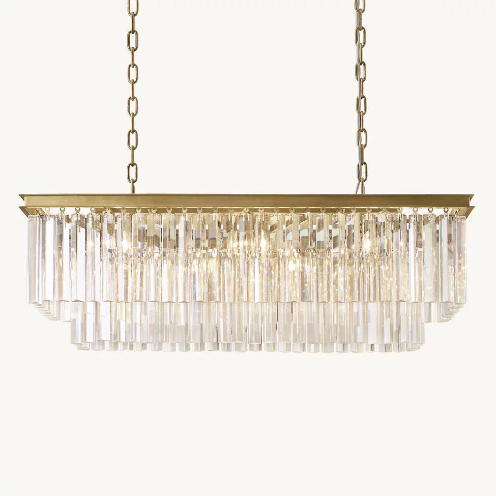 Odeon Deco Prism Rectangular Tiered Chandelier 40"