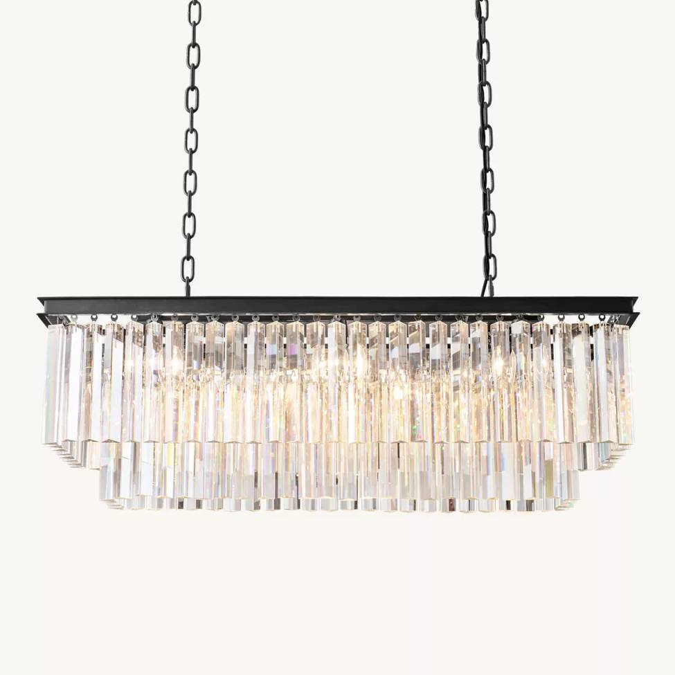 Odeon Deco Prism Rectangular Tiered Chandelier 40"