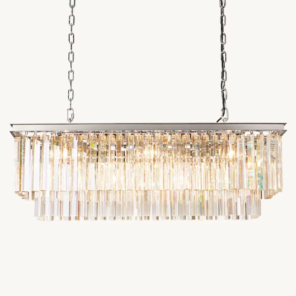 Odeon Deco Prism Rectangular Tiered Chandelier 40"