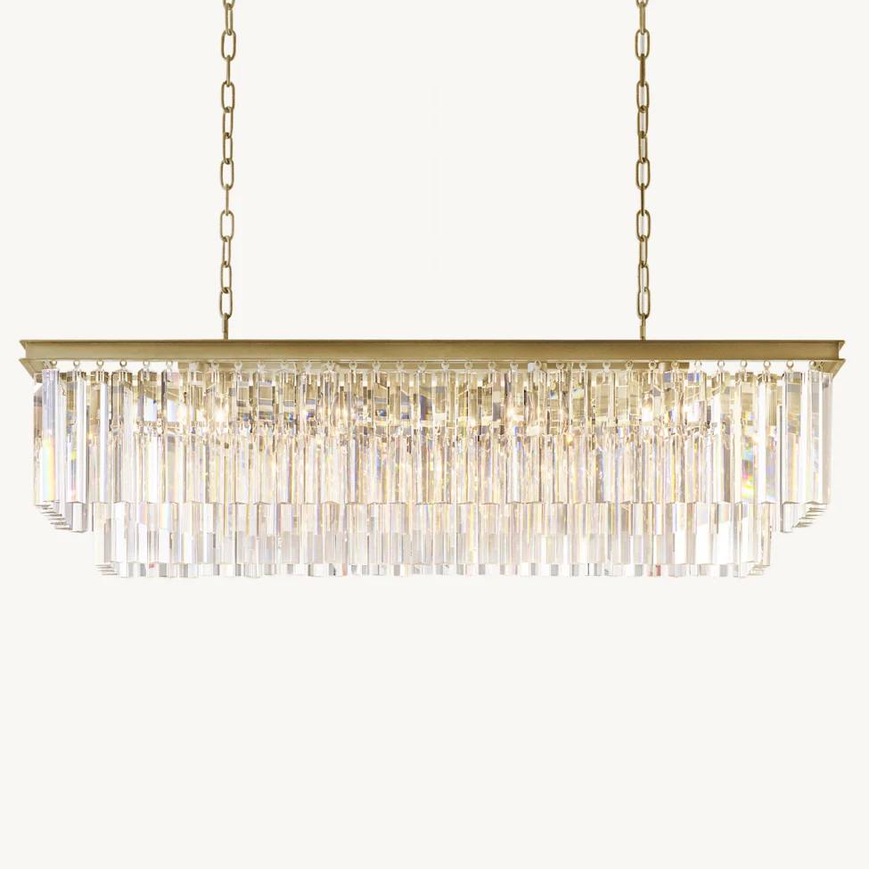 Odeon Deco Prism Rectangular Tiered Chandelier 49"