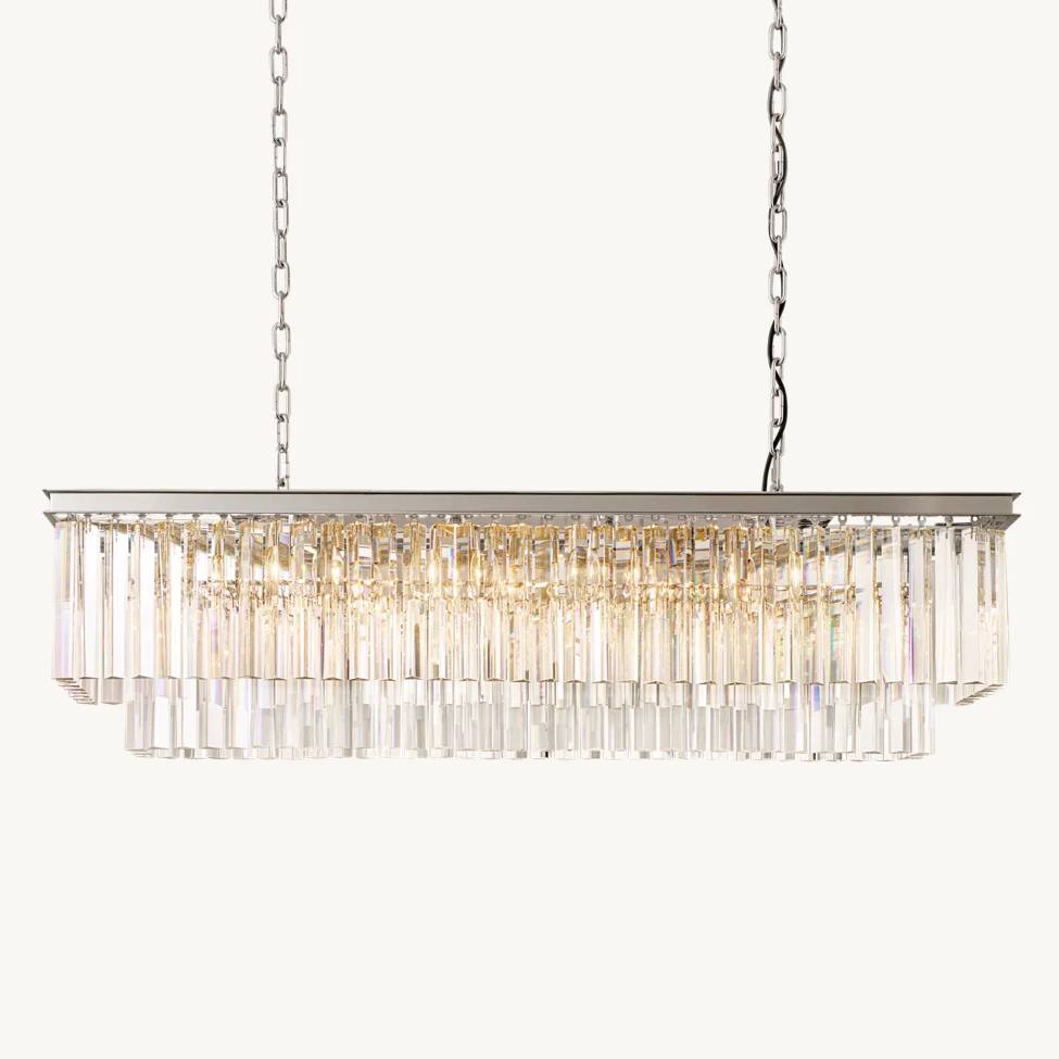 Odeon Deco Prism Rectangular Tiered Chandelier 49"