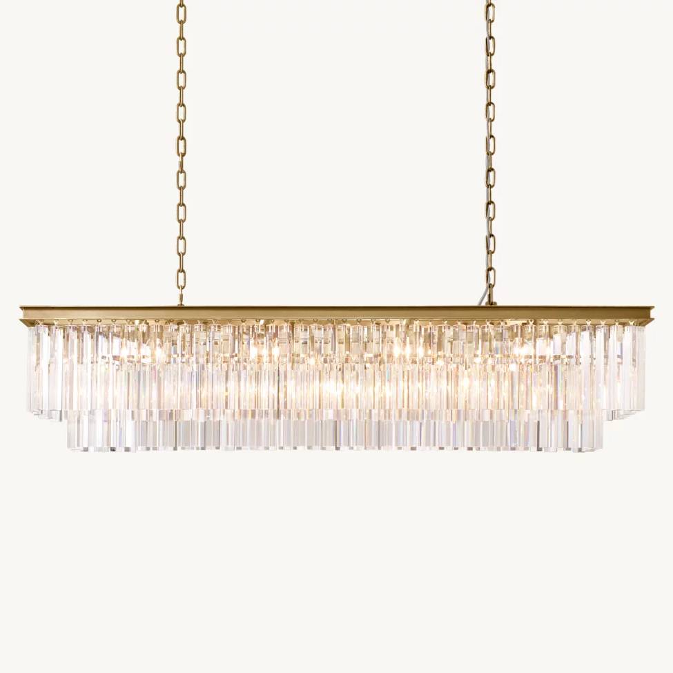 Odeon Deco Prism Rectangular Tiered Chandelier 59"