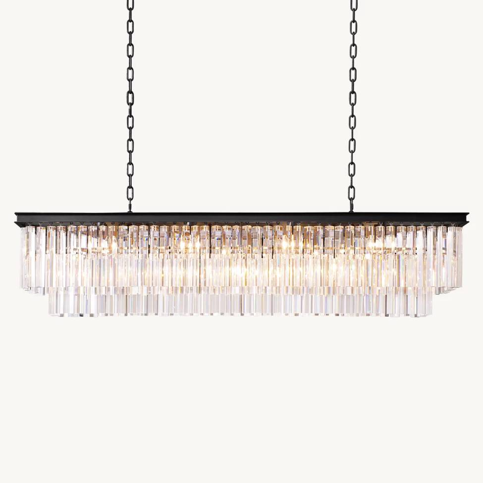 Odeon Deco Prism Rectangular Tiered Chandelier 59"