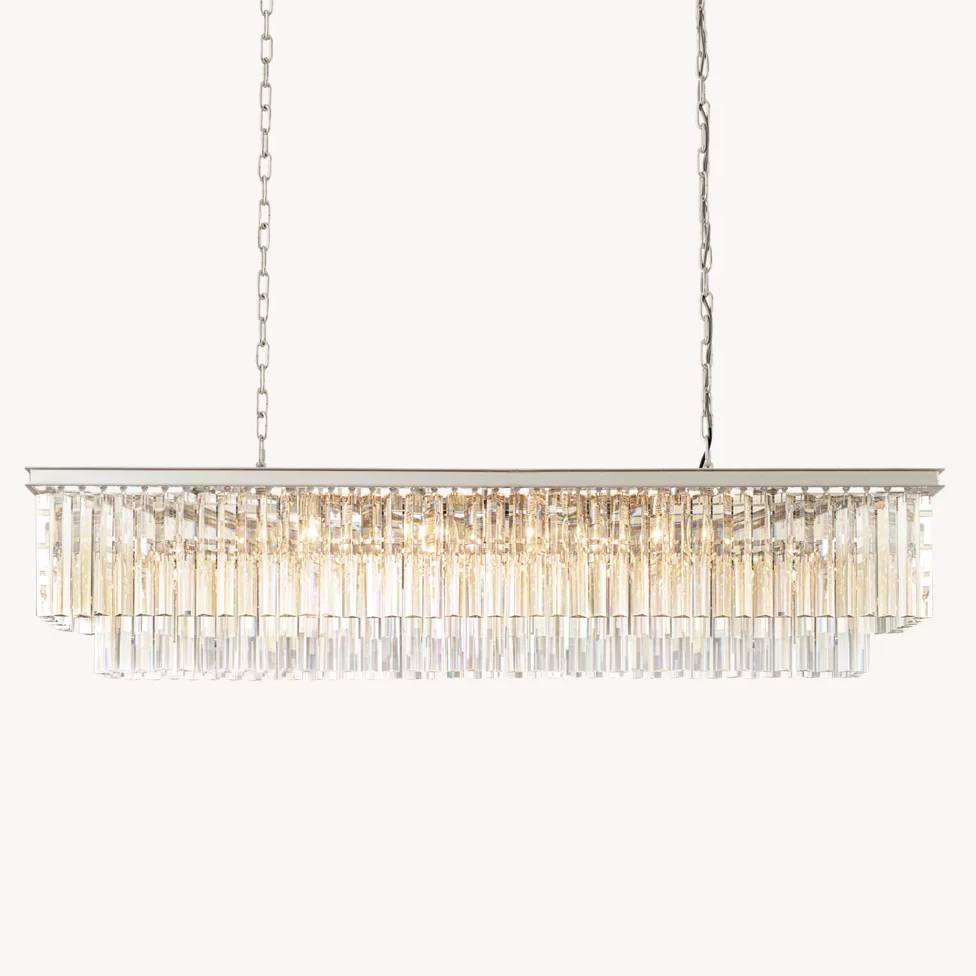 Odeon Deco Prism Rectangular Tiered Chandelier 59"