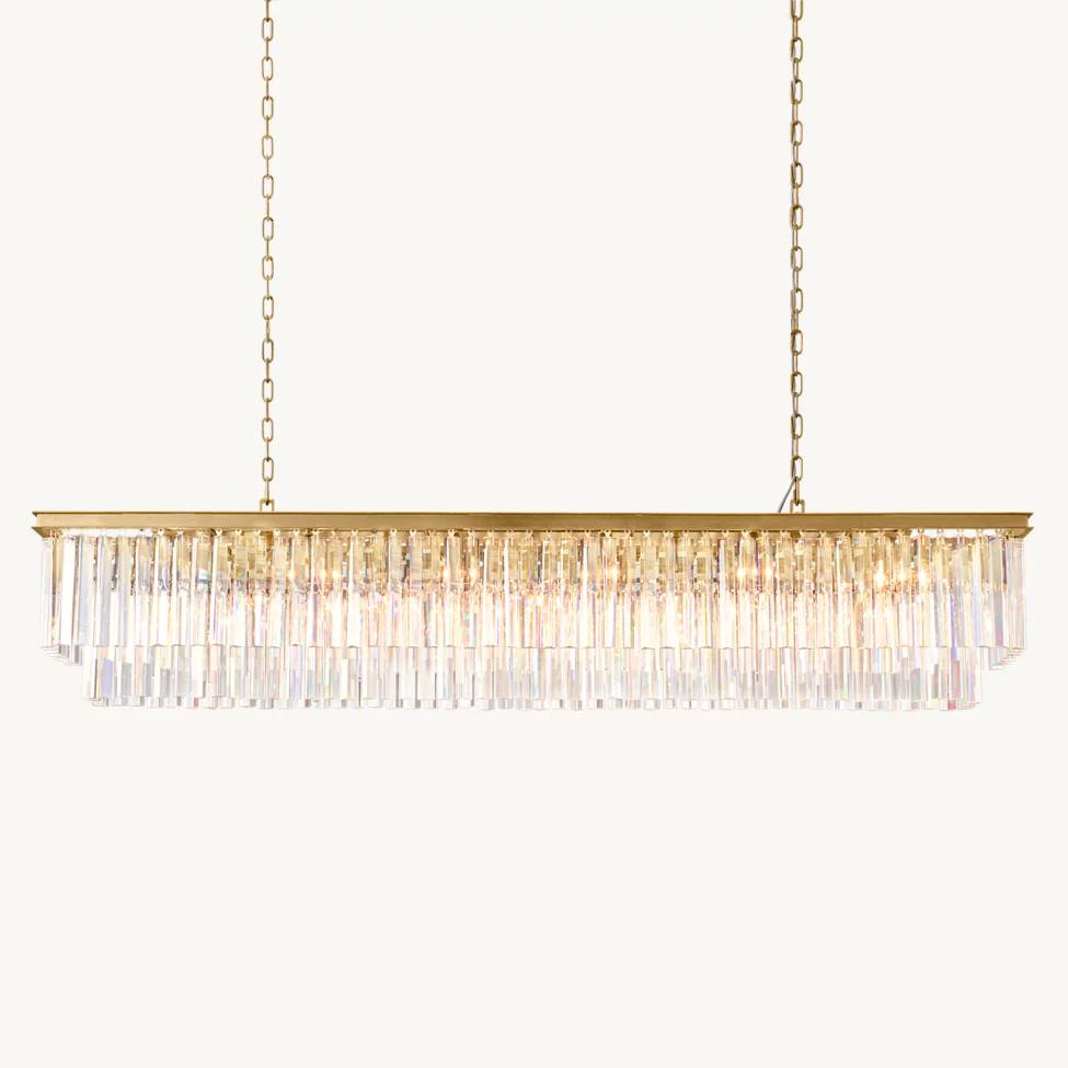 Odeon Deco Prism Rectangular Tiered Chandelier 72"