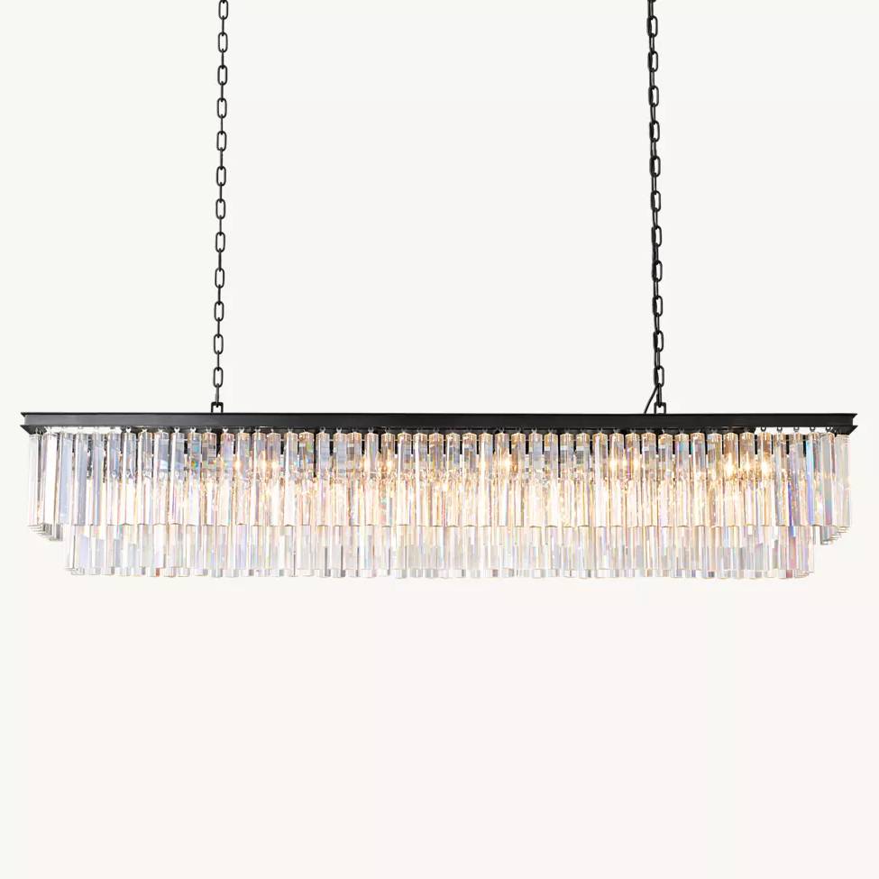 Odeon Deco Prism Rectangular Tiered Chandelier 72"