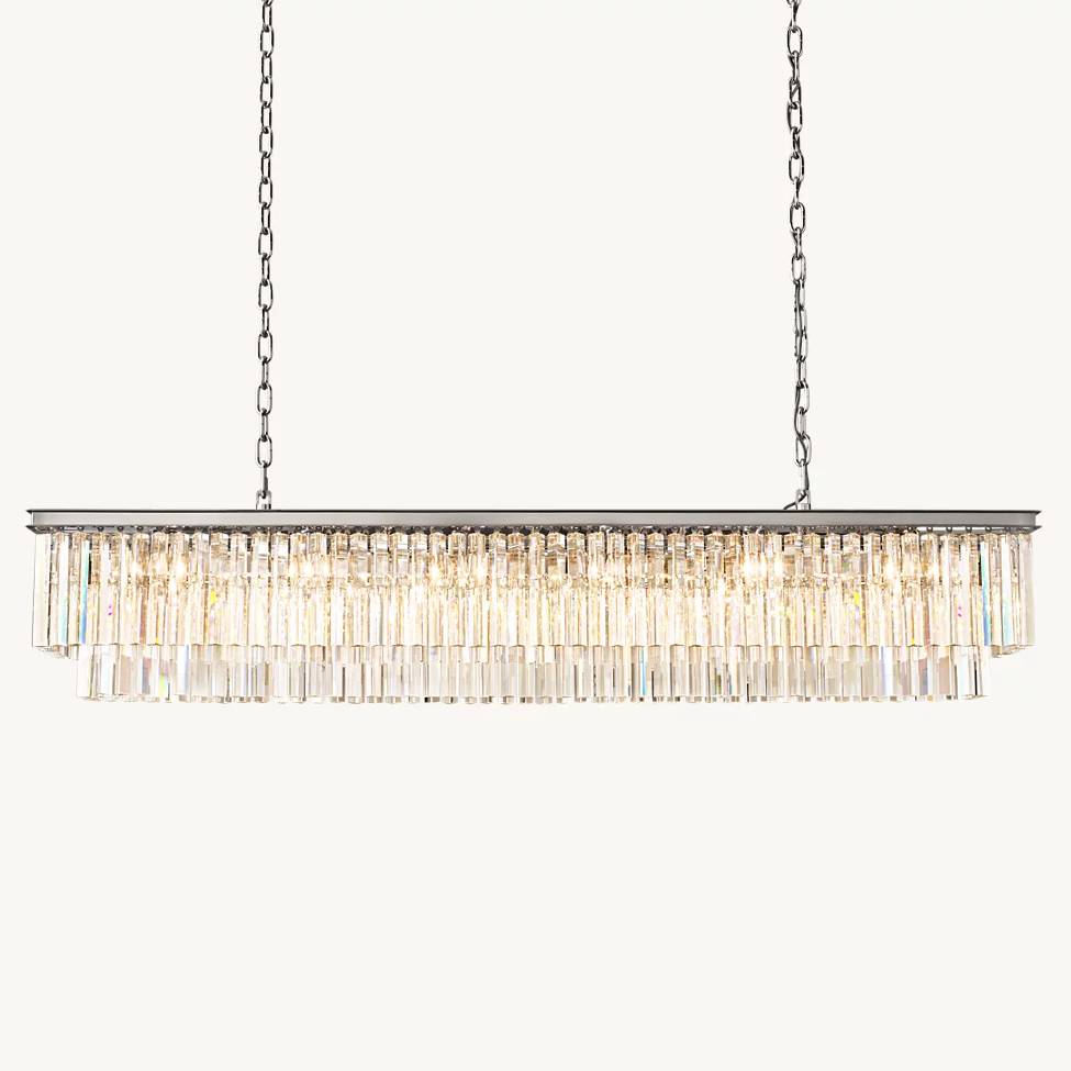 Odeon Deco Prism Rectangular Tiered Chandelier 72"