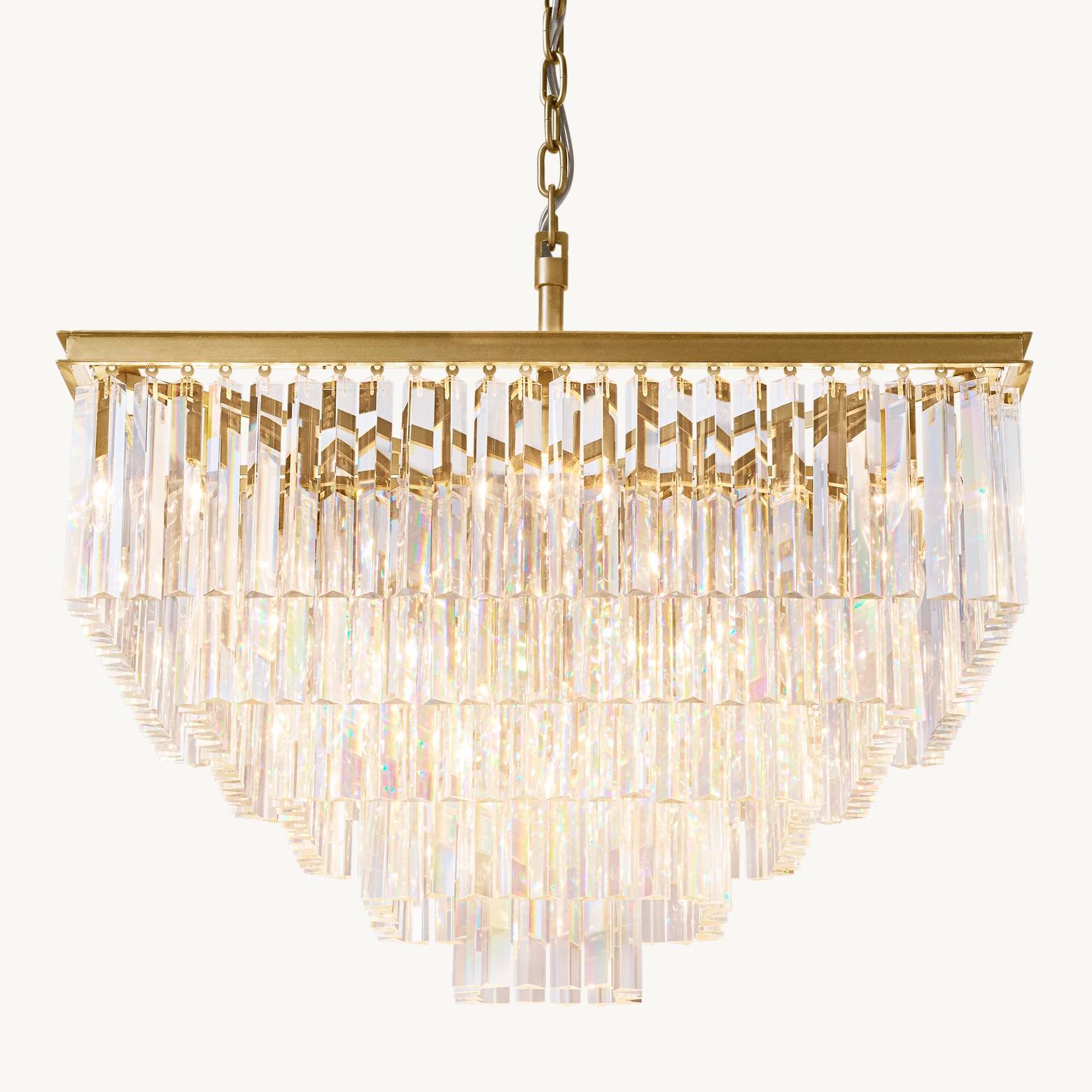 Odeon Deco Prism Tiered Square Chandelier 34"