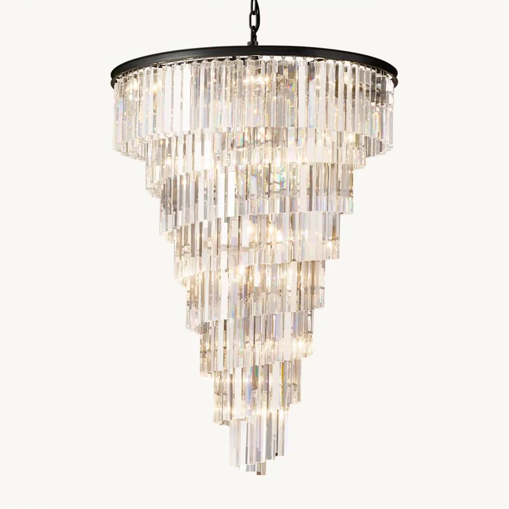 Odeon Deco Prism Triangular Helix Chandelier 36"