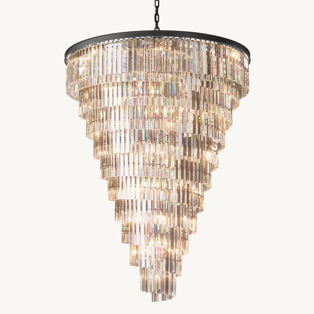 Odeon Deco Prism Triangular Helix Chandelier 48"