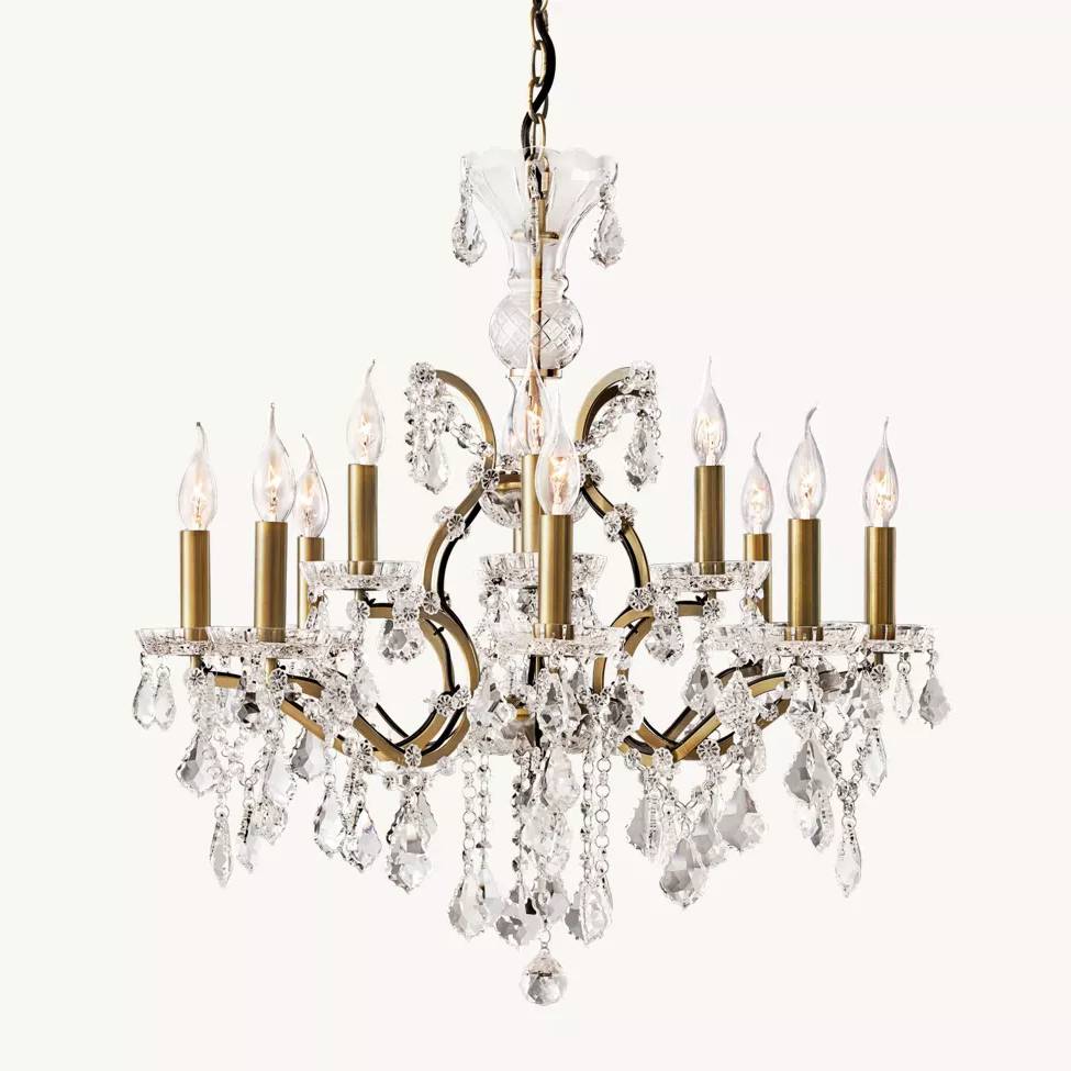 Rococo Vintage Crystal Round Chandelier 28"