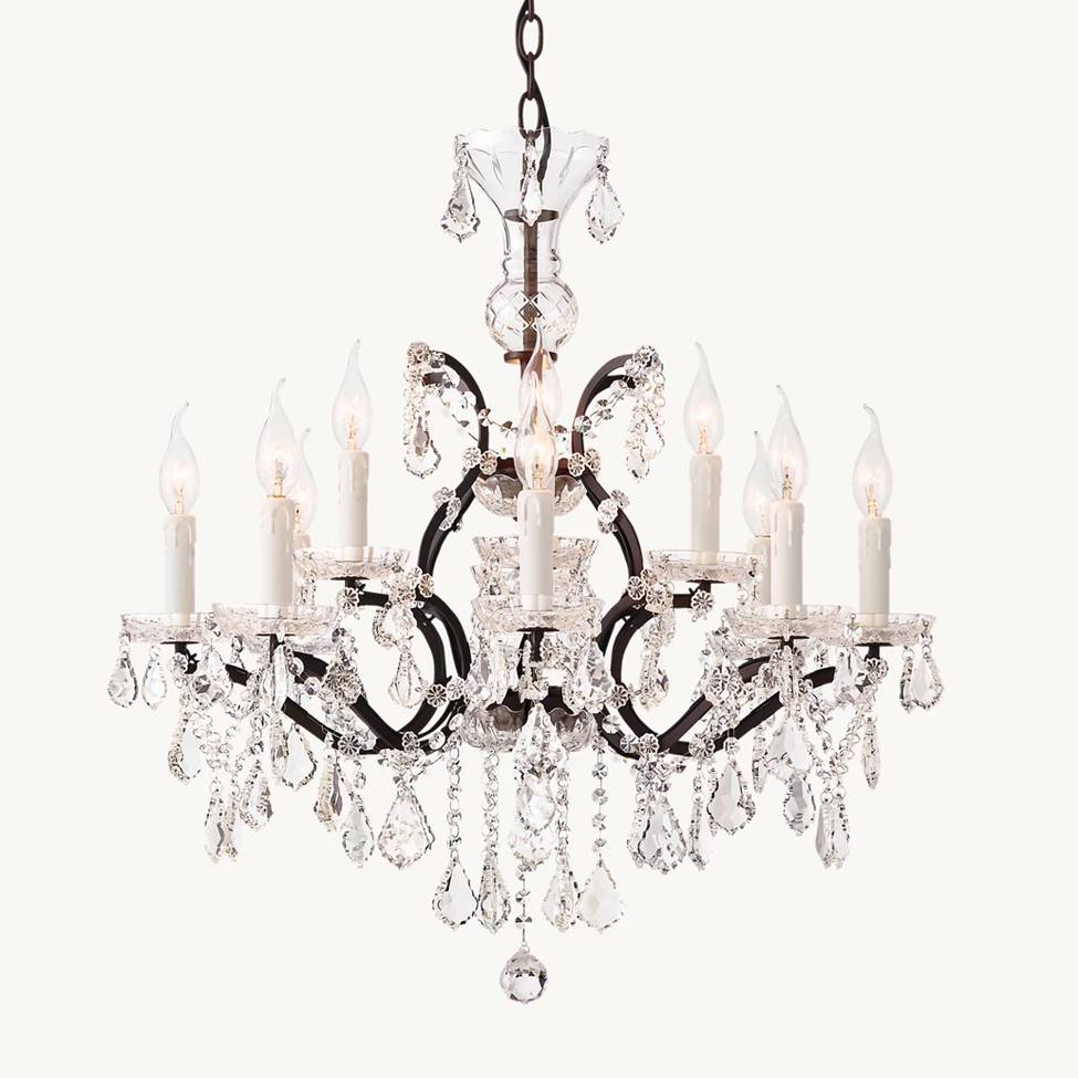 Rococo Vintage Crystal Round Chandelier 28"