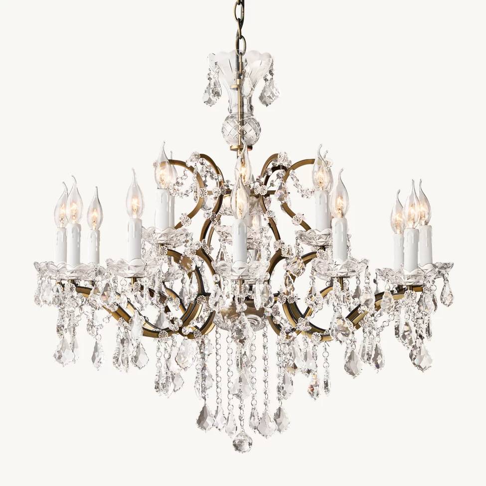 Rococo Vintage Crystal Round Chandelier 33"
