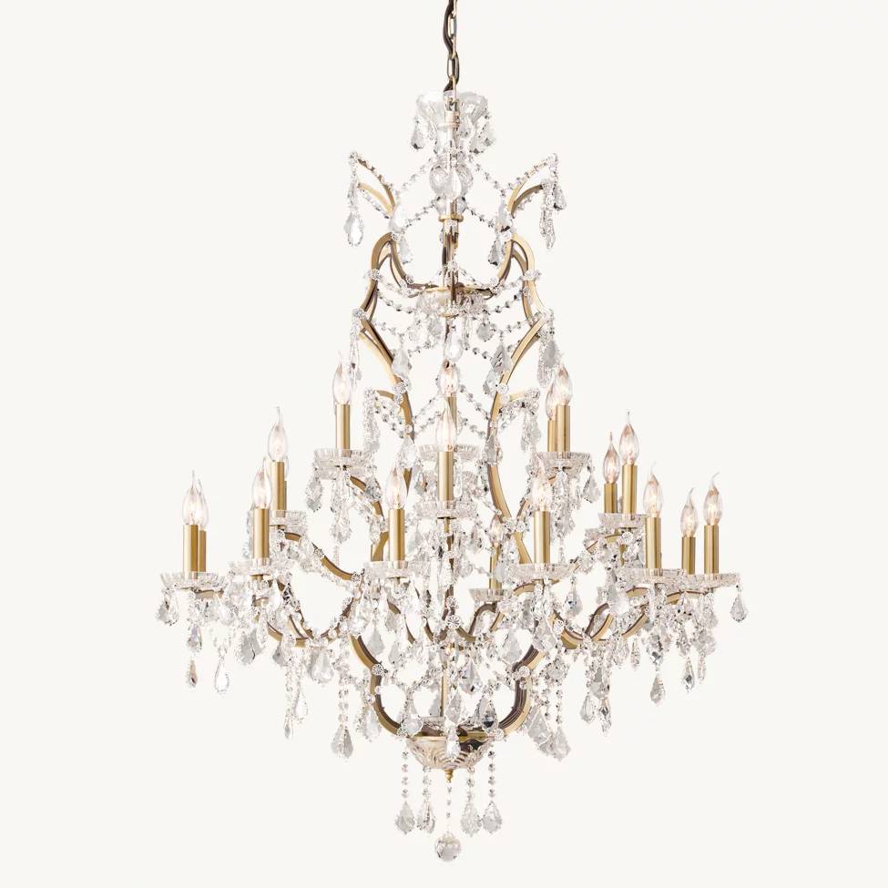 Rococo Vintage Crystal Round Chandelier 40"