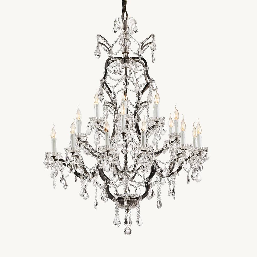 Rococo Vintage Crystal Round Chandelier 40"