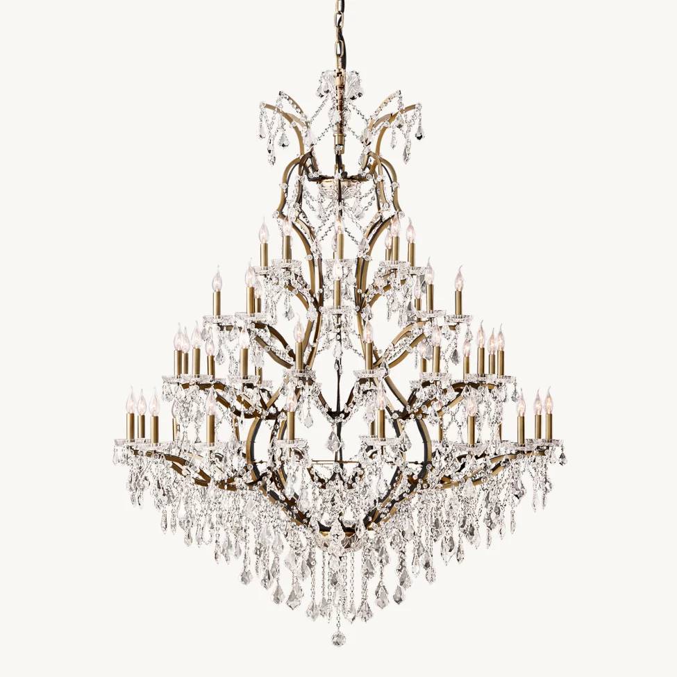 Rococo Vintage Crystal Round Chandelier 60"