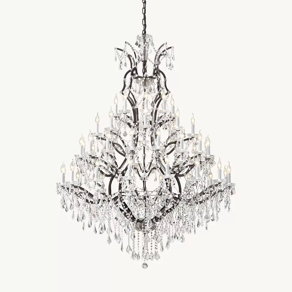 Rococo Vintage Crystal Round Chandelier 60"