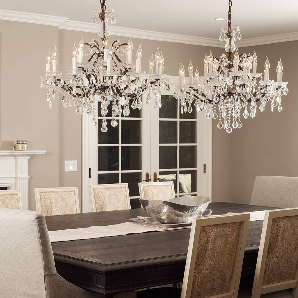 Rococo Vintage Crystal Round Chandelier 33"