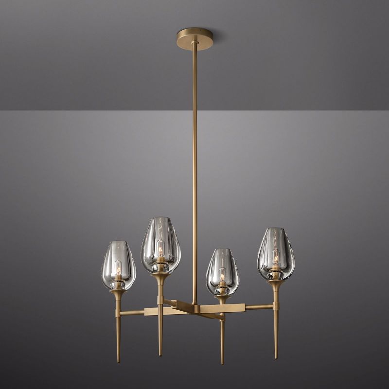 Tulip Crystal Petal Round Chandelier 27"