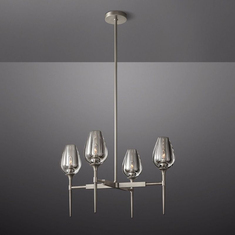 Tulip Crystal Petal Round Chandelier 27"