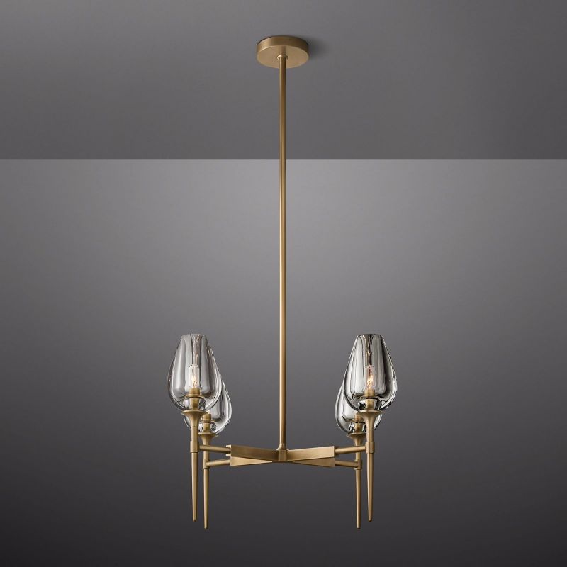 Tulip Crystal Petal Round Chandelier 27"