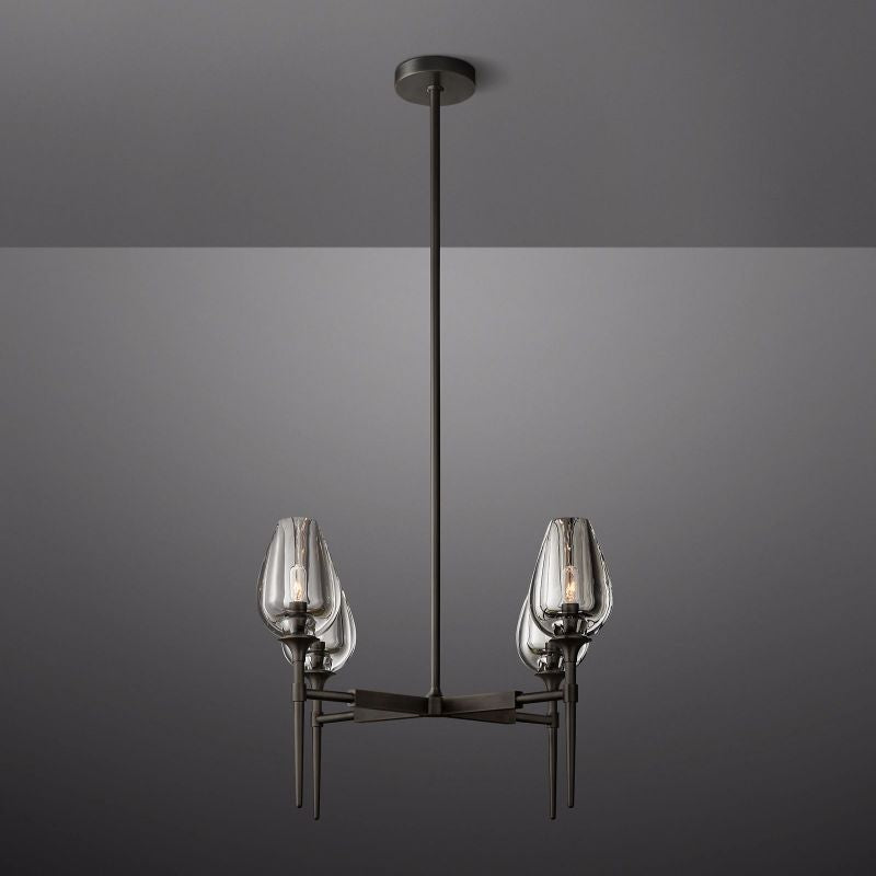 Tulip Crystal Petal Round Chandelier 27"