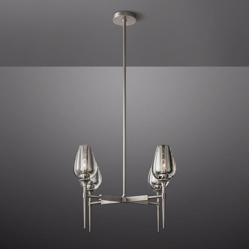 Tulip Crystal Petal Round Chandelier 27"