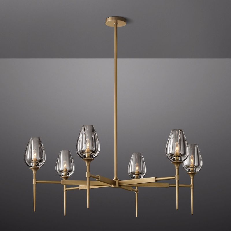 Tulip Crystal Petal Round Chandelier 42"
