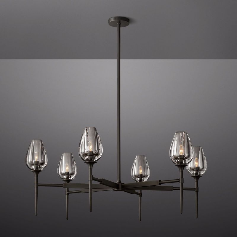 Tulip Crystal Petal Round Chandelier 42"