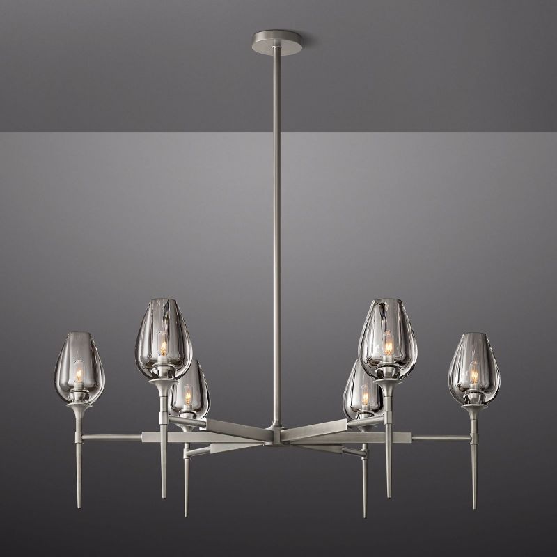 Tulip Crystal Petal Round Chandelier 42"